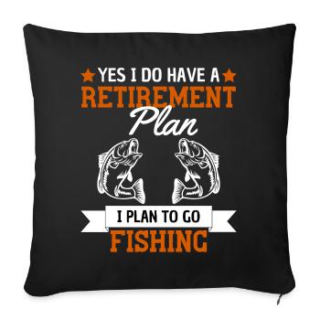 Funny Pensioner Angler Saying Retirement - Sofa pillowcase 17,3'' x 17,3'' (45 x 45 cm) - black - Front