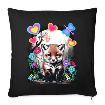 Spring Retro Fox Foxes Spring Beginning - Sofa pillowcase 17,3'' x 17,3'' (45 x 45 cm) - black - Front