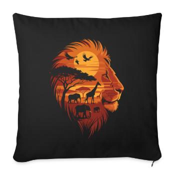 Savannah in the Lion's Head - King of the Animals - Sofa pillowcase 17,3'' x 17,3'' (45 x 45 cm) - black - Front