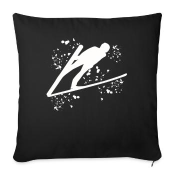 Vol à ski Ski nordique Saut à ski - Housse de coussin décorative 45 x 45 cm - noir - Devant