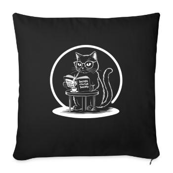 Intelligente Katze liest geheime Bücher - Sofakissenbezug 45 x 45 cm - Schwarz - Vorne