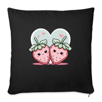 Sweet strawberry love - Sofa pillowcase 17,3'' x 17,3'' (45 x 45 cm) - black - Front