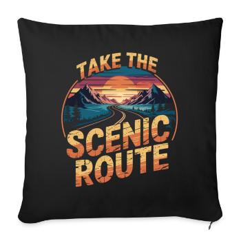 Take the Scenic Route – Retro Shirt - Sofa pillowcase 17,3'' x 17,3'' (45 x 45 cm) - black - Front