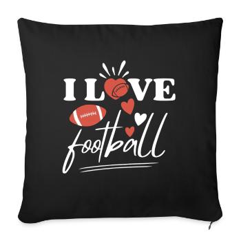 Football américain Amour Fan de football - Housse de coussin décorative 45 x 45 cm - noir - Devant