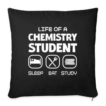 The Life of a Chemistry Student: Sleep, Eat, - Sofa pillowcase 17,3'' x 17,3'' (45 x 45 cm) - black - Front