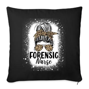 Forensic Nurse Messy Bun Leopard Funny Medical - Sofa pillowcase 17,3'' x 17,3'' (45 x 45 cm) - black - Front