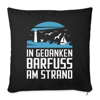 Mer Baltique Côte de la mer du Nord Pieds nus sur la plage en pensées - Housse de coussin décorative 45 x 45 cm - noir - Devant