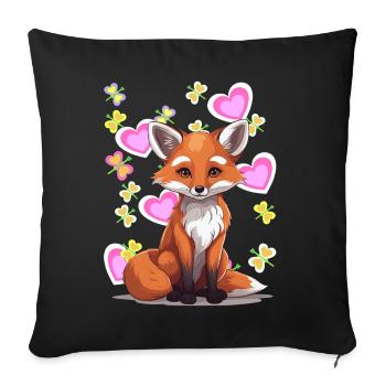 Fox Foxes Retro Vintage Kids Child Fairy Tale - Sofa pillowcase 17,3'' x 17,3'' (45 x 45 cm) - black - Front