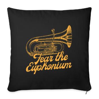 La peur de l’euphonium La marche du baryton de l’euphonium - Housse de coussin décorative 45 x 45 cm - noir - Devant