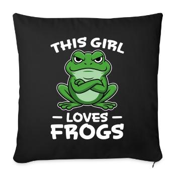 Frog Saying Girl Funny Frogs Gift - Sofa pillowcase 17,3'' x 17,3'' (45 x 45 cm) - black - Front