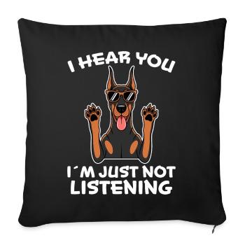 Doberman Disant Chiens Drôle Doberman Cadeau - Housse de coussin décorative 45 x 45 cm - noir - Devant