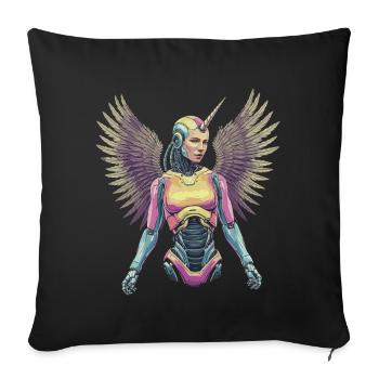 Futuristic Unicorn Angel with Robotics Wings - Sofa pillowcase 17,3'' x 17,3'' (45 x 45 cm) - black - Front