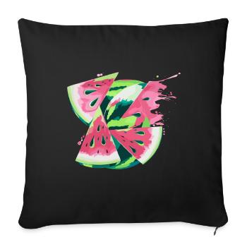 Frischer Wassermelonen-Splash für Sommerfreude - Sofakissenbezug 45 x 45 cm - Schwarz - Vorne