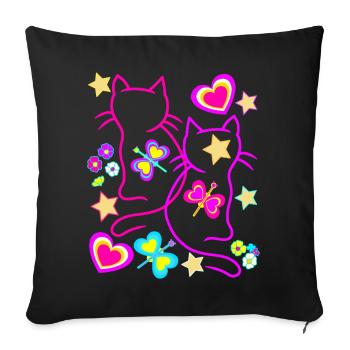 Cats Cat Retro Vintage 80s 90s Kids - Sofa pillowcase 17,3'' x 17,3'' (45 x 45 cm) - black - Front