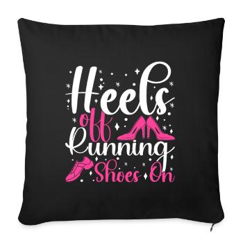 Talons de course des chaussures de course sur un marathonien - Housse de coussin décorative 45 x 45 cm - noir - Devant
