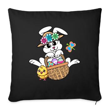 Rétro Pâques Pâques Lapin Oeufs de Pâques Chick Kids - Housse de coussin décorative 45 x 45 cm - noir - Devant