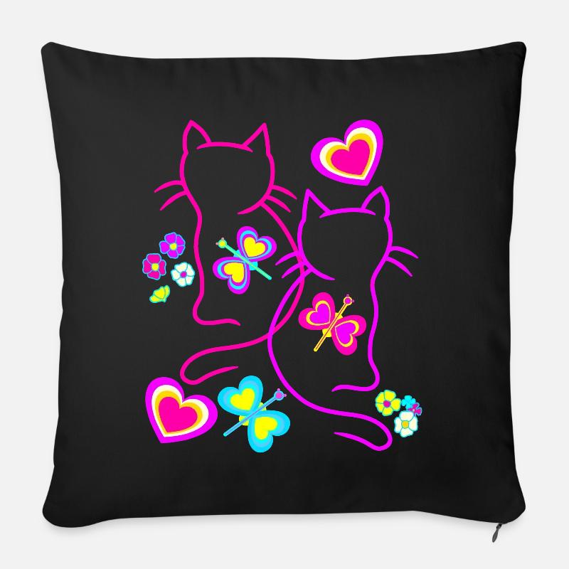 Katzen Kätzchen Katze Kinder Mädchen Baby - Sofakissenbezug 45 x 45 cm - Schwarz