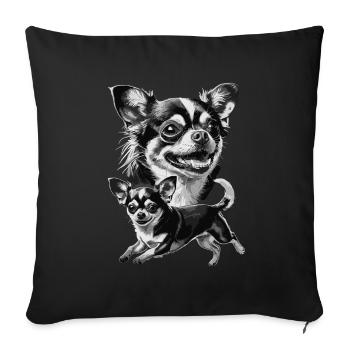 Chihuahua Charm: Loving companions in the - Sofa pillowcase 17,3'' x 17,3'' (45 x 45 cm) - black - Front