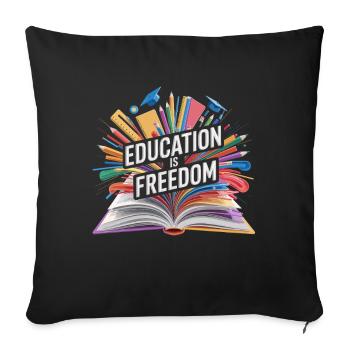 L’éducation est la liberté, la représentation créative - Housse de coussin décorative 45 x 45 cm - noir - Devant