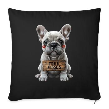 Cute French Bulldog Free Kisses - Sofa pillowcase 17,3'' x 17,3'' (45 x 45 cm) - black - Front