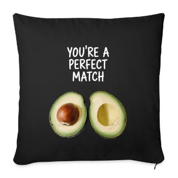 Avocado Love You're A Perfect Match Valentine's Day - Sofa pillowcase 17,3'' x 17,3'' (45 x 45 cm) - black - Front