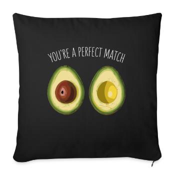 Avocado Love You're A Perfect Match Valentine's Day - Sofa pillowcase 17,3'' x 17,3'' (45 x 45 cm) - black - Front