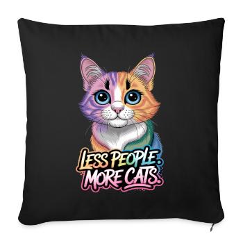 Moins de personnes Plus de chats Motif de chat coloré - Housse de coussin décorative 45 x 45 cm - noir - Devant