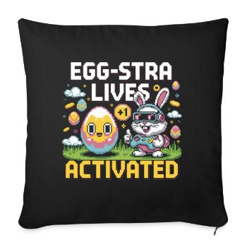 Egg-stra Lives – Retro Easter Bunny - Sofa pillowcase 17,3'' x 17,3'' (45 x 45 cm) - black - Front