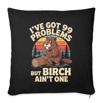 Funny beaver with birch joke - Sofa pillowcase 17,3'' x 17,3'' (45 x 45 cm) - black - Front