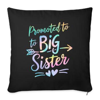 Promoted to Big Sister Tie Dye Gender Reveal - Sofa pillowcase 17,3'' x 17,3'' (45 x 45 cm) - black - Front