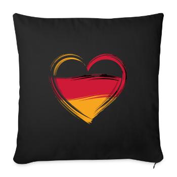 Coeur aux couleurs de l’Allemagne – Symbole patriotique - Housse de coussin décorative 45 x 45 cm - noir - Devant
