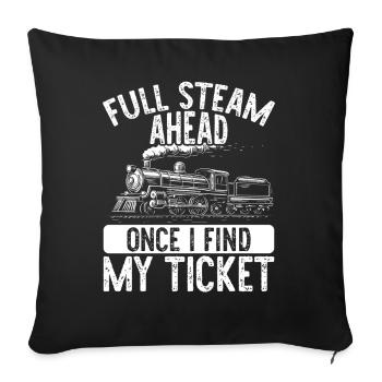 conducteur de train amoureux des trains gare - Housse de coussin décorative 45 x 45 cm - noir - Devant