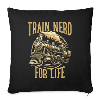 conducteur de train amoureux des trains gare - Housse de coussin décorative 45 x 45 cm - noir - Devant