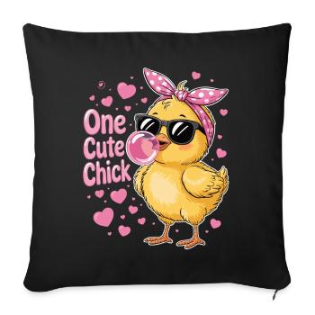 Cute chick – cheeky & stylish - Sofa pillowcase 17,3'' x 17,3'' (45 x 45 cm) - black - Front