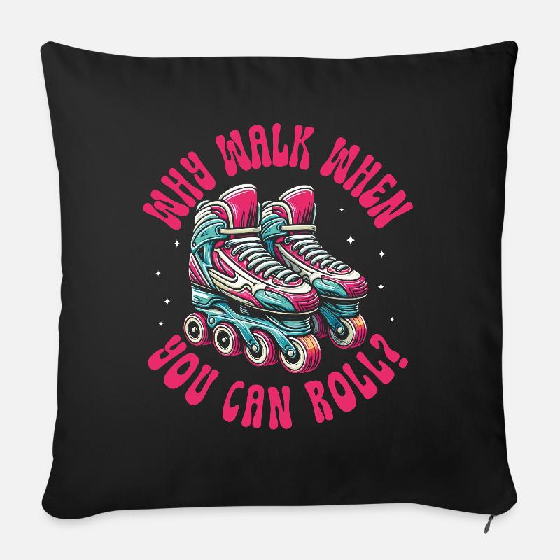 Patins à roues alignées Rollers Patins à roues alignées - Housse de coussin décorative 45 x 45 cm - noir