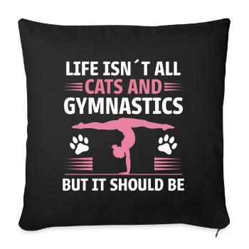 Gymnastique Dire Chats Drôle Gymnastique Cadeau - Housse de coussin décorative 45 x 45 cm - noir - Devant