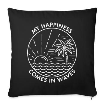 Mon bonheur vient par vagues - Housse de coussin décorative 45 x 45 cm - noir - Devant