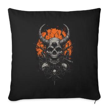 Crâne de démon avec cornes et armes - Housse de coussin décorative 45 x 45 cm - noir - Devant