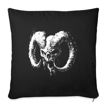 Demon Skull with Ram's Horns – Dark Art - Sofa pillowcase 17,3'' x 17,3'' (45 x 45 cm) - black - Front