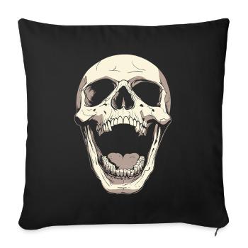 Crâne hurlant avec la langue – Art sombre - Housse de coussin décorative 45 x 45 cm - noir - Devant