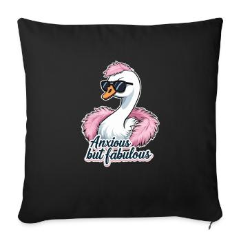 Anxious but fabulous – stylish swan design - Sofa pillowcase 17,3'' x 17,3'' (45 x 45 cm) - black - Front