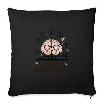 Penseur excessif certifié – Cerveau mignon - Housse de coussin décorative 45 x 45 cm - noir - Devant