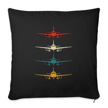 Vintage Airplanes - Sofa pillowcase 17,3'' x 17,3'' (45 x 45 cm) - black - Front