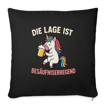 Einhorn mit Bier - Sofakissenbezug 45 x 45 cm - Schwarz - Vorne