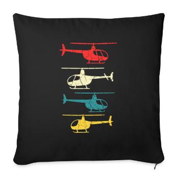 Retro Helikopter - Sofakissenbezug 45 x 45 cm - Schwarz - Vorne