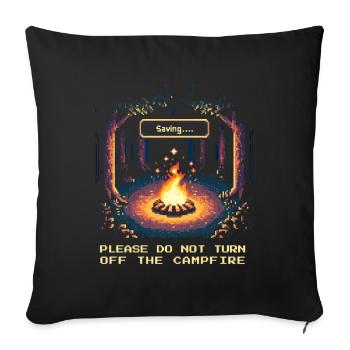 Bushcraft feu de camp Tente de survie Adventure Pixel - Housse de coussin décorative 45 x 45 cm - noir - Devant