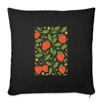 Berry Magic Strawberries - Sofa pillowcase 17,3'' x 17,3'' (45 x 45 cm) - black - Front