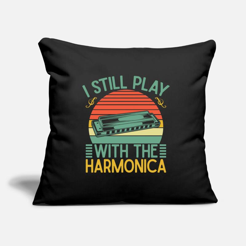 Funny Harmonica Player Still Play With Harmonica Sofakissenbezug 45 x 45 cm