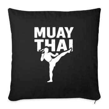 Combattant de Muay Thai - Housse de coussin décorative 45 x 45 cm - noir - Devant