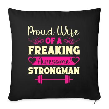 Motivation de remise en forme Fière épouse d’un homme fort génial - Housse de coussin décorative 45 x 45 cm - noir - Devant